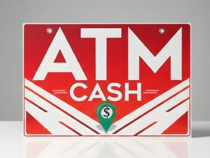 Double-Sided Coroplast ATM Sign with Metal Grommet - 16x24 Inches (Red)