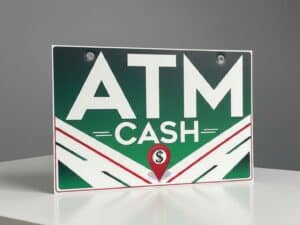 1 Double-Sided Coroplast ATM Sign with Metal Grommet - 16x24 Inches (Green)